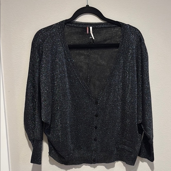 Free People Sweaters - Free People Black Shimmer Cardigan - Small